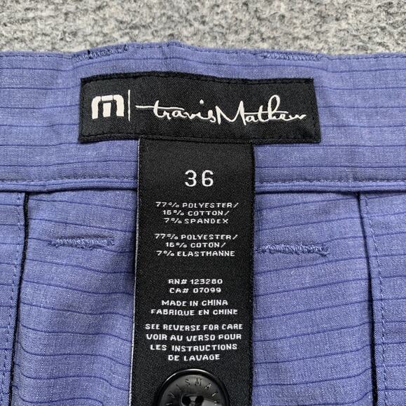 Travis Mathew Shorts Mens 36 Blue Pinstripe Stretch Lightweight Performance Golf - Picture 6 of 10
